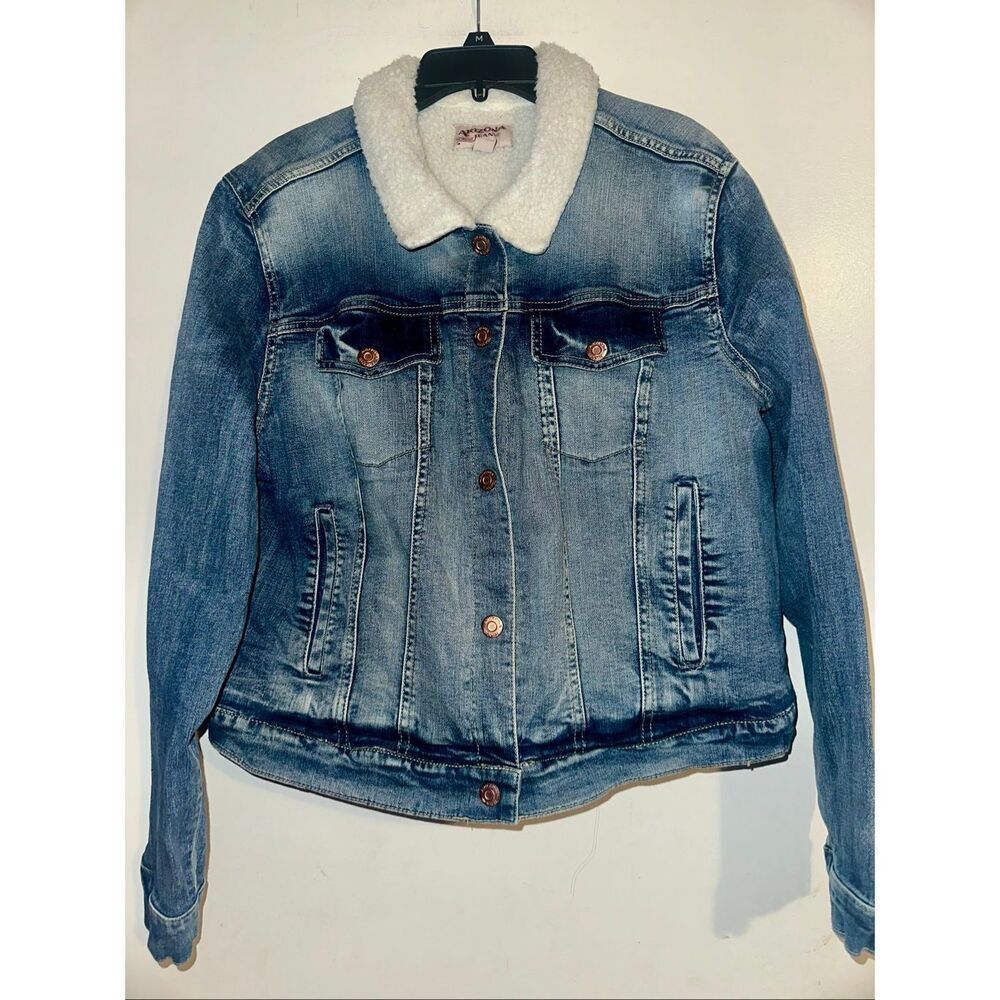 Arizona Jean Trucker Jacket Ranch Barn Coat Sherpa Lined, Med Wash, Women's XL v